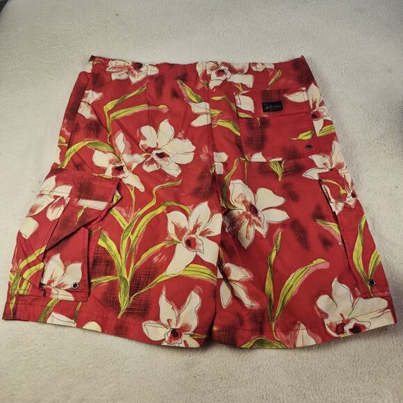 Polo Ralph Lauren Swim Trunks Large Board Shorts Red Hibiscus Hawaiian Floral - Picture 9 of 10